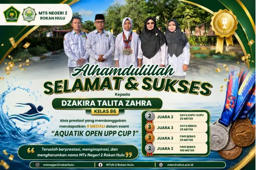 Siswa MTs Negeri 2 Rokan Hulu Raih 4 Medali pada Aquatik Open UPP Cup 1