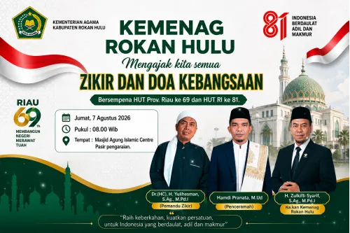 Kemenag Rokan Hulu Gelar Zikir dan Doa Kebangsaan, Perkuat Persatuan dalam Semangat HUT Provinsi Riau ke-69 dan HUT RI ke-81