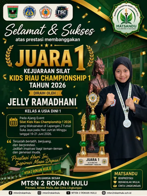 Siswi MTs Negeri 2 Rokan Hulu Raih Juara 1 Kejuaraan Silat Kids Riau Championship 1 Tahun 2026